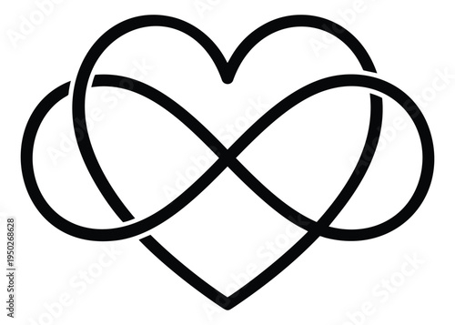 Outline illustration of infinity heart symbol depicting eternal love and connection for romantic design