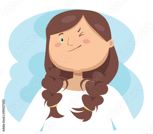 Angry and annoyed little girl with crossed eyebrows, upset child expressing frustration.