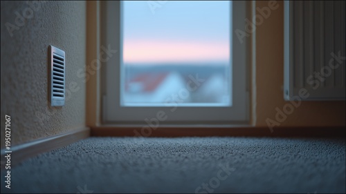 Altbau-Badezimmer mit defekter Belüftung und feuchten Wänden, die Reparaturbedarf aufzeigen