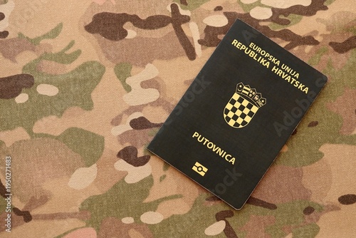 Obraz na płótnie Croatian passport on table close up