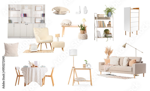Comfortable sofa on white b...