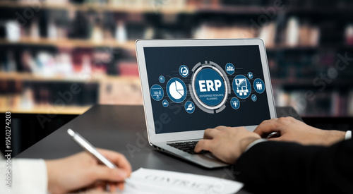 Foto ERP enterprise resource planning software for brisk business to plan the marketi