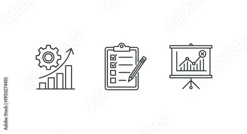 Visual representation of business analytics, checklist, and presentation failure concepts