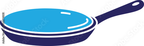 Silhouette of a blue frying pan isolated on transparent background