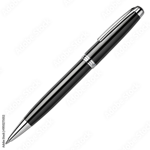 Sophisticated Black Pen: A close-up view presents a sleek, polished black pen, embodying elegance and precision, an ideal tool for refined writing or signing.