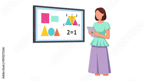 Mathematical Concept of Education: An educator uses the device to deliver the geometry concept, revealing a passion for education and the pursuit of knowledge.