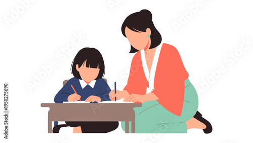 Focused Tutoring Session: A dedicated tutor guides a young student, providing focused instruction and support during their study session.