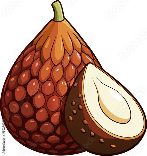 Snake Fruit Vector Illustration – Exotic Salak Tropical Fruit