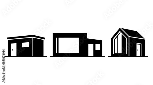 Silhouettes of Three Modern Modular Homes