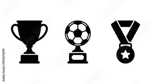 Football awards trophies and medal icons