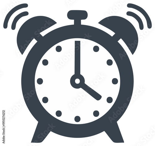 Ringing Alarm Clock Icon Representing Wake Up Time, Notification, or Deadline Reminder