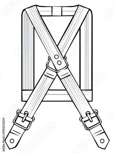 Vector illustration of a leather harness with buckles and straps for construction