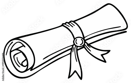 Rolled Certificate with Ribbon - Education, Graduation, Diplomas and Awards Concepts