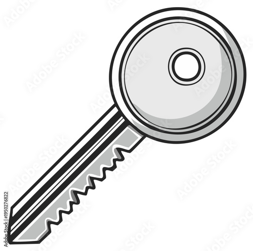 Simple Silver Key Illustration Metal Door Lock Security Access Concept