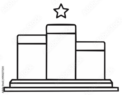 Simple line art icon of a winners podium with a star for first place