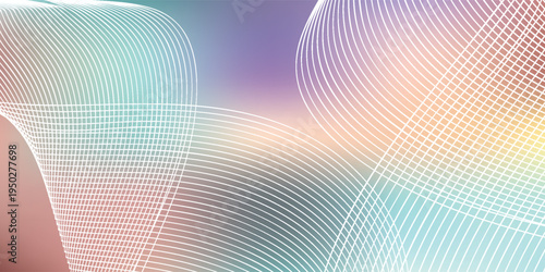 Abstract flowing lines with pastel gradient background.