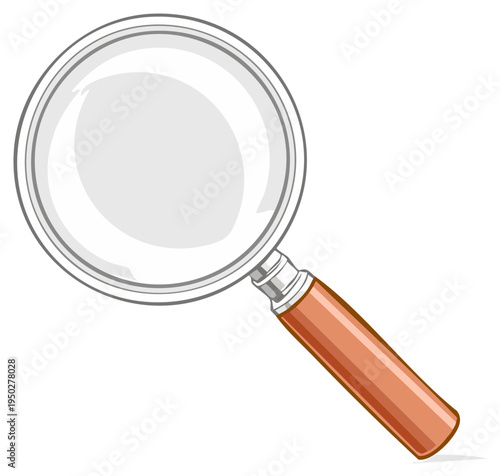 Magnifying Glass Vector Illustration with Wooden Handle for Search or Detection