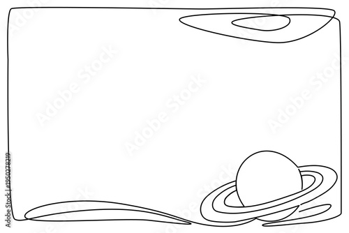 Line Art Abstract Planet Character. Funny Cute Child Room Artwork Symbol. Childish Outline Decorative Element. Birthday Greeting Card Simple Design. Astronomy School Lesson Icon	
