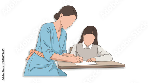 Mentorship in Education: A compassionate educator guides a young student, fostering a nurturing environment conducive to learning and growth.