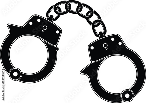 Black Handcuffs Connected by Chain Silhouette shackles arrest