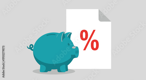 Pig saving tax on a busy day with finance documents nearby.