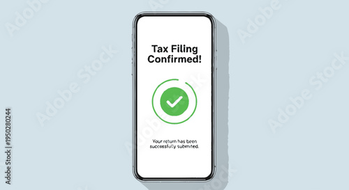 Smartphone displays tax confirmation on a busy day