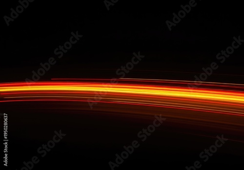 Streaks of vibrant, glowing residual light captured in a slow-shutter abstract composition, creating smooth, dynamic trails of color and energy, streak, texture, dark