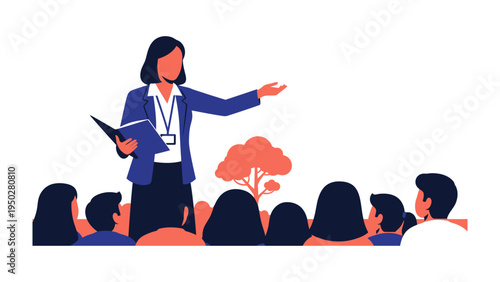 Leading the Way: An educator inspires her audience with a presentation, fostering growth and learning. Focus on effective communication and knowledge sharing.