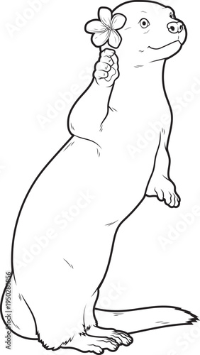 Otter Plumeria Animal Vector Graphic Art Illustration