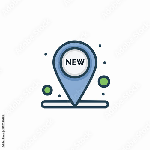 New location pinpoint icon with stylized design. Modern, simple vector graphic for design