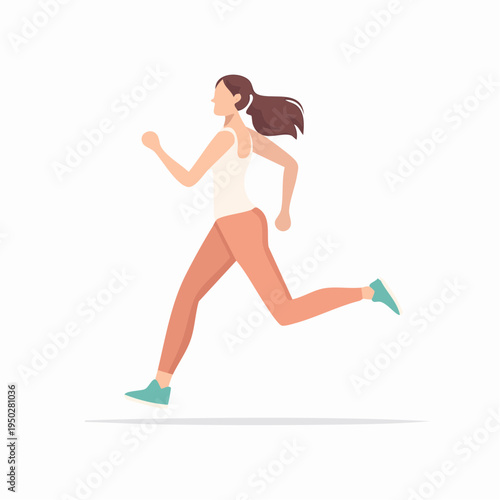 Woman running with ponytail and activewear, jogging for fitness and exercise