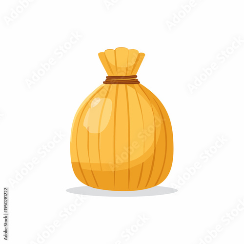 Cartoon illustration of a yellow herbal compress pouch