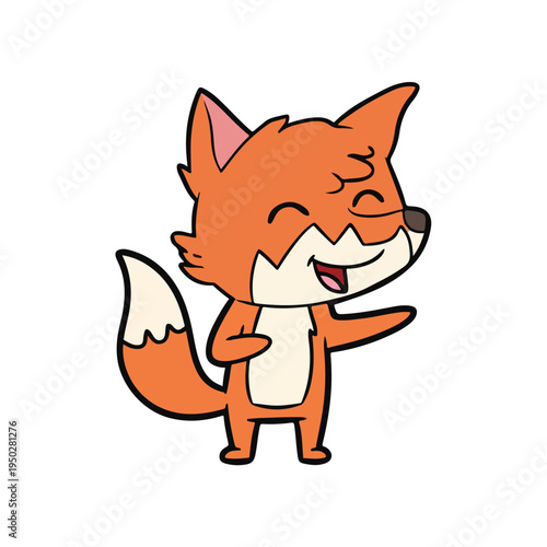 Friendly cartoon fox character winking and gesturing happily