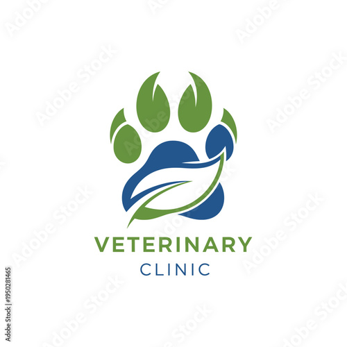 Colorful paw print and leaf logo design for pet wellness and veterinary clinic branding