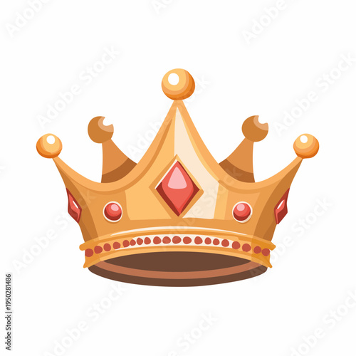 Gold crown illustration with gems. Symbol of royalty and wealth.