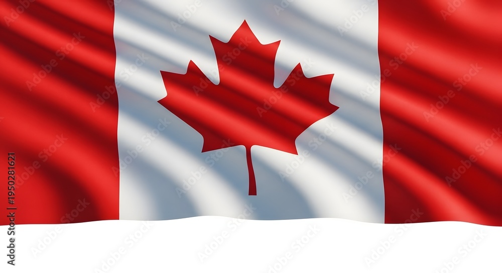 Fototapeta premium Happy canada day celebration with the maple leaf flag waving high
