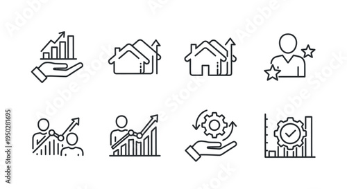 Illustrations representing various investment and growth opportunities