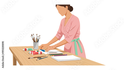 Artistic Pursuit: A creative artist at work, surrounded by colorful paints, brushes, and a blank canvas, ready to transform imagination into a visual masterpiece.