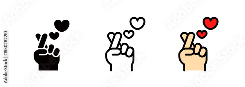 A hand sign with crossed fingers, a logo representing good fortune and love.