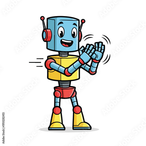Robot Character with Headphones Dancing or Moving Energetically