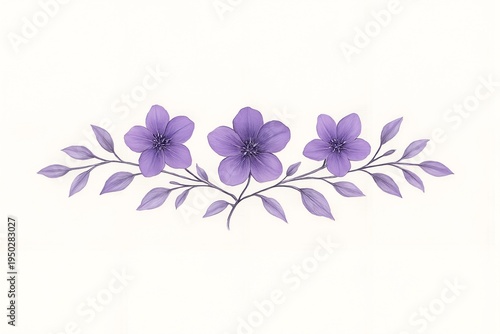 Purple floral divider botanical flower branch