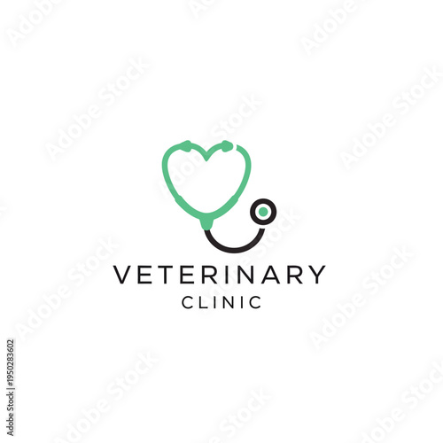 Veterinary clinic logo with heart stethoscope symbol and text