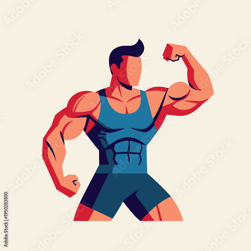 Muscular Man Flexing Biceps, Bodybuilder Posing, Fitness Motivation, Athletic Physique