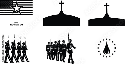 Memorial day tribute with patriotic and military symbols