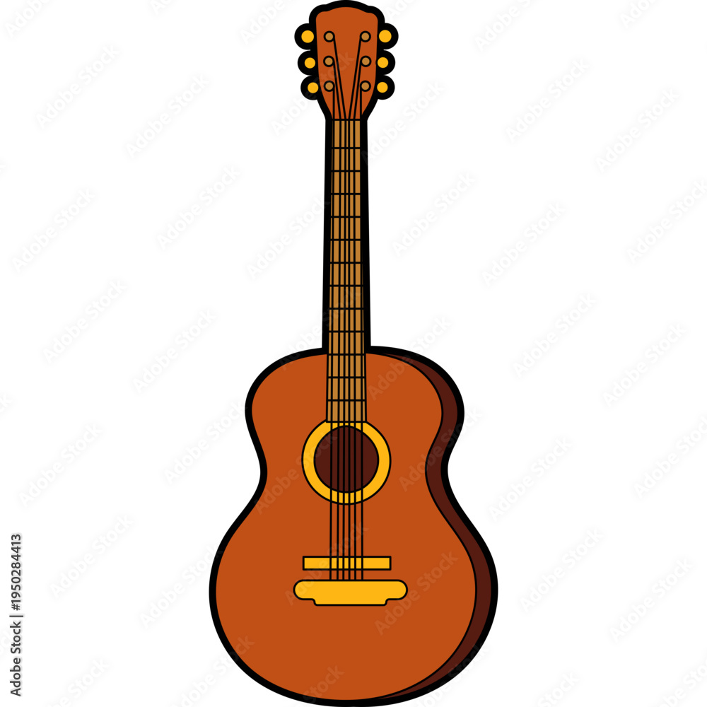 Obraz premium Acoustic Guitar Flat Vector Illustration