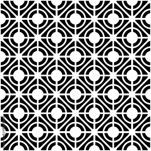 Abstract Seamlesss Geometric Black and White Pattern.
