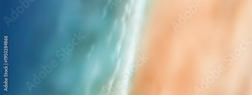 Aerial beach shoreline with turquoise ocean waves and coast view scene. Tropical beach shoreline with turquoise ocean water meeting sandy coast creating soft wave patterns and natural seaside textures