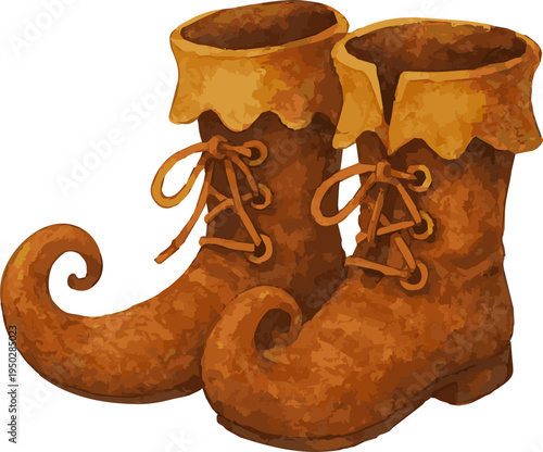 Watercolor vector illustrated fairly tale boots