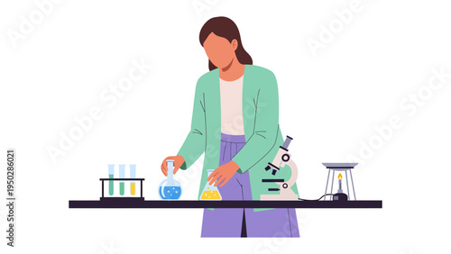 Scientist at Work in Laboratory: A focused scientist conducts experiments in a well-equipped laboratory, meticulously handling scientific tools to advance research and discover new insights.