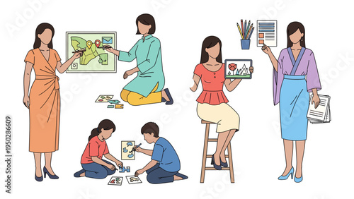 Artistic Harmony: Diverse Individuals crafting and creating art with enthusiasm. Capturing collaboration and creative art